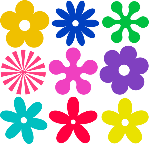 Selection of retro flowers vector graphics